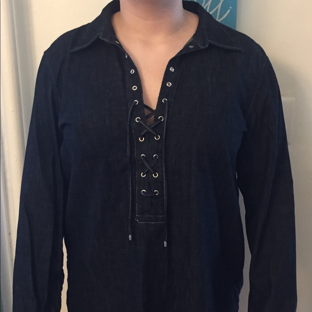 Ralph Lauren Lace Up Dark Denim Tunic